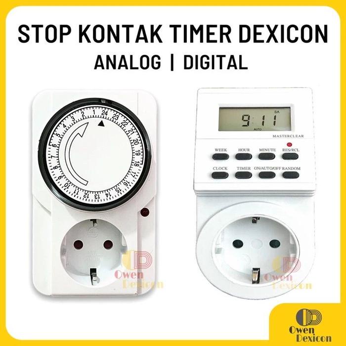 PREMIUM DEXICON Stop Kontak Timer 24 jam / Colokan Timer Digital / Timer Analog / Saklar