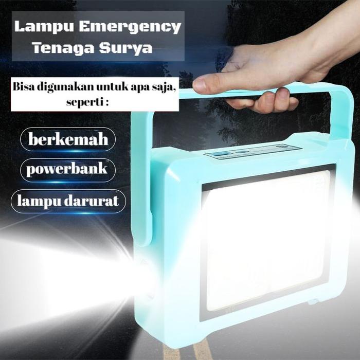 PREMIUM Lampu Darurat Tenaga Surya 3 In 1 Lampu Emergency Lampu Powerbank Saklar Senter