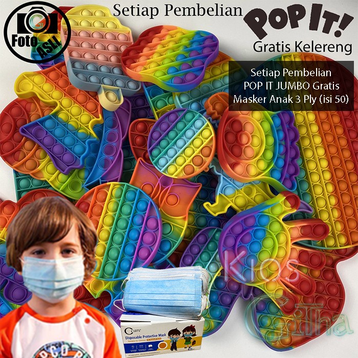 PREMIUM Mainan Pop it popit Pop Its multicolor Fidget Toy Edukasi Menarik