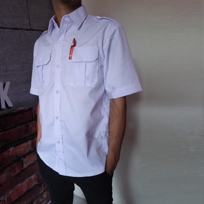 Produk Terbaru Kemja Pdl Lengan Pendek Pdh Lapangan Pria Wanisa Unisex Bahan Katun Oxfoard Hem Putih
