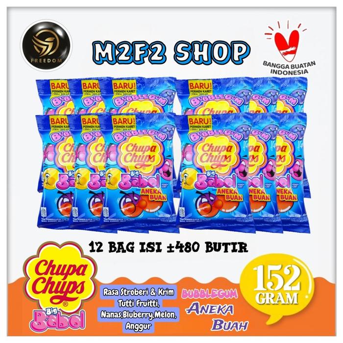 

Bubble Gum Chupa Chups Big Babol Assorted Permen Karet Rasa Aneka Buah Bag - 152 gr (Kemasan 12 Pcs)
