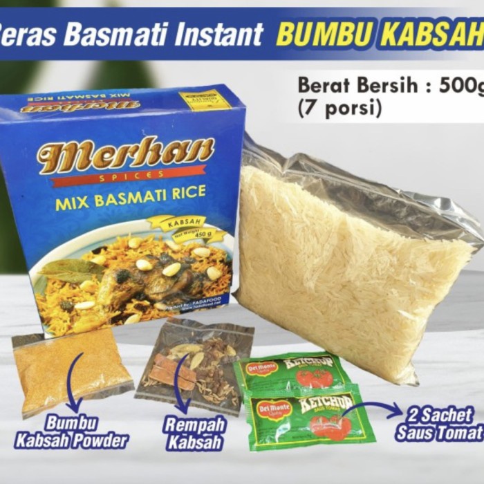 

Lezat- MERHAN Paket Nasi Kabsa Kapsa Beras Basmati Bumbu Kering Instant Enak