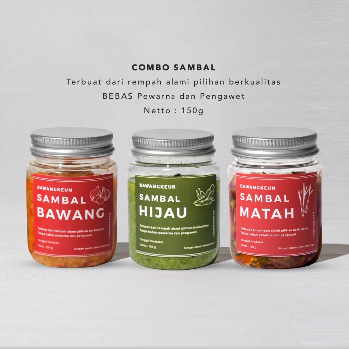 

Lezat- Combo 3 Botol Sambal Bawang, Hijau, dan Matah 150gr