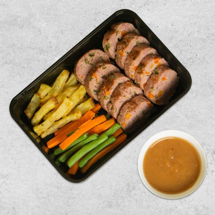 

(GoodSeller) Low Cal Beef Galantine (Lean Beef) with Baked Potato & Veggies Healthy Prep Meal