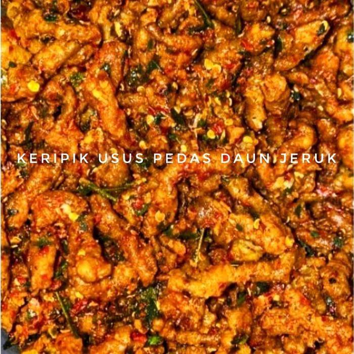 

Usus Krispy pedas daun jeruk 500gr/ usus ayam pedas/usus ayam bumbu rempah