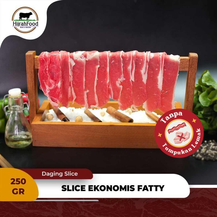 

Lezat- Hijrahfood Slice Beef Ekonomis Fatty Daging Sapi Iris Shabu / Sukiyaki / Yakiniku /