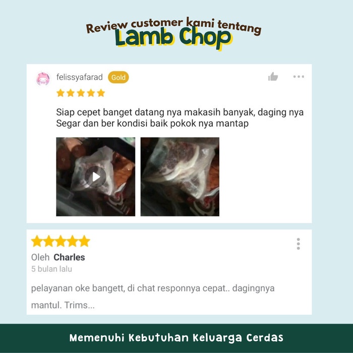 

Lezat- Lamb Chop AUS Daging Iga Domba Muda 500 Gram HALAL Premium