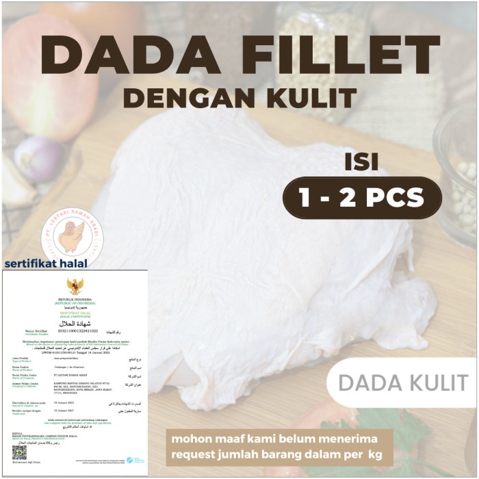 

Lezat- Daging dada ayam fillet (dengan kulit) / boneless dada