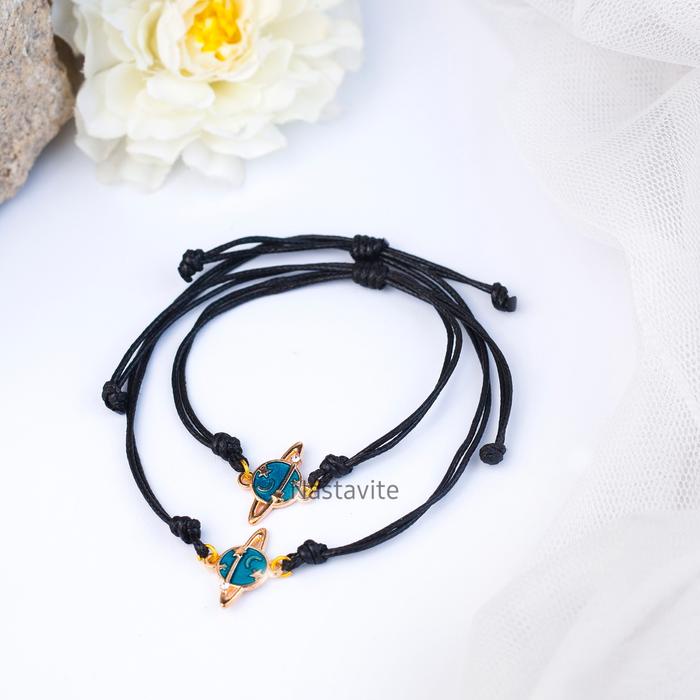 Gelang Couple Tali Korea Liontin Planet Mine & Yours Persahabatan Pacar Doi Pasangan