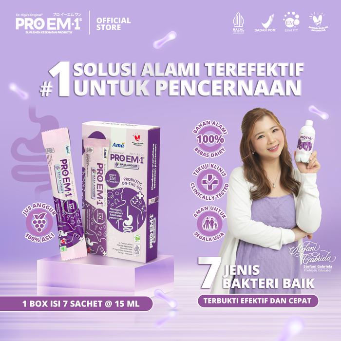 

PROEM1 Suplemen Kesehatan Probiotik Dewasa Anak Rasa Anggur 105ml / 1 Box 7 Sachet