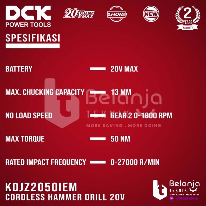 DCK Cordless Hammer Drill KDJZ2050iEM 20V Bor Impact Baterai KDJZ 2050