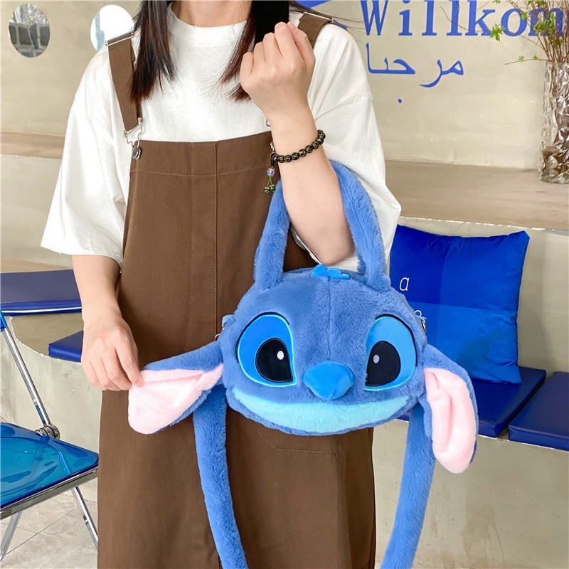 Disney New Lilo & Stitch Toys Kawaii Plush Messenger Bag Girl Handbag Anime Stuffed Toys Children