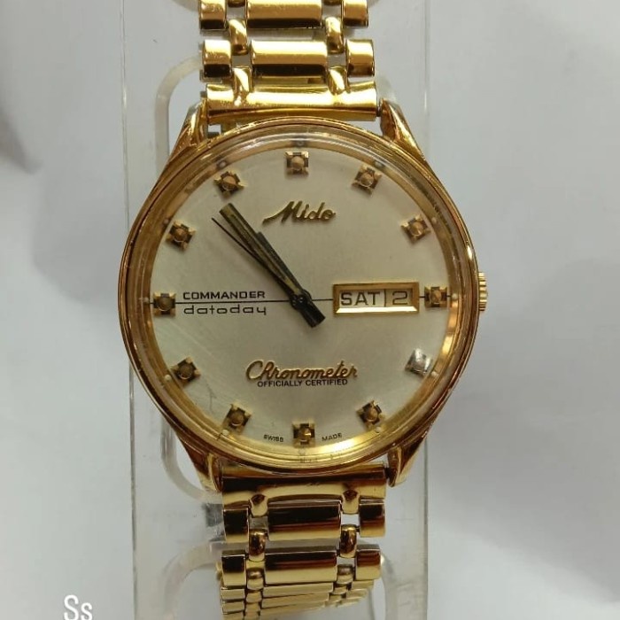 jam mido chronometer original kuning/gold bekas/second automatic. *