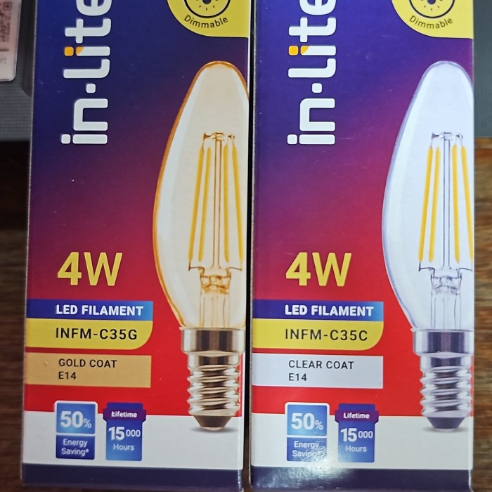 LAMPU FILAMENT FILAMEN LED DIMMABLE DIM CANDLE 4W E14 INFM-C35 INLITE