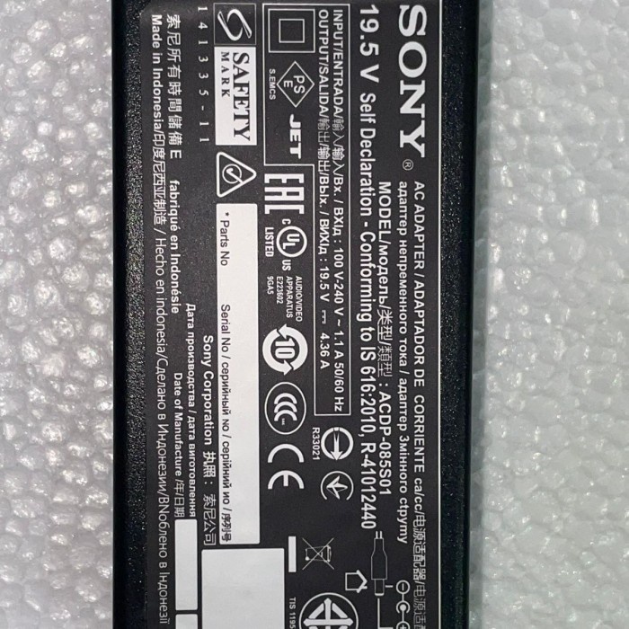 New Adaptor TV SONY 19.5V 4.36A Ori - Adaptor SONY 19.5 Volt 4.36 Ampe