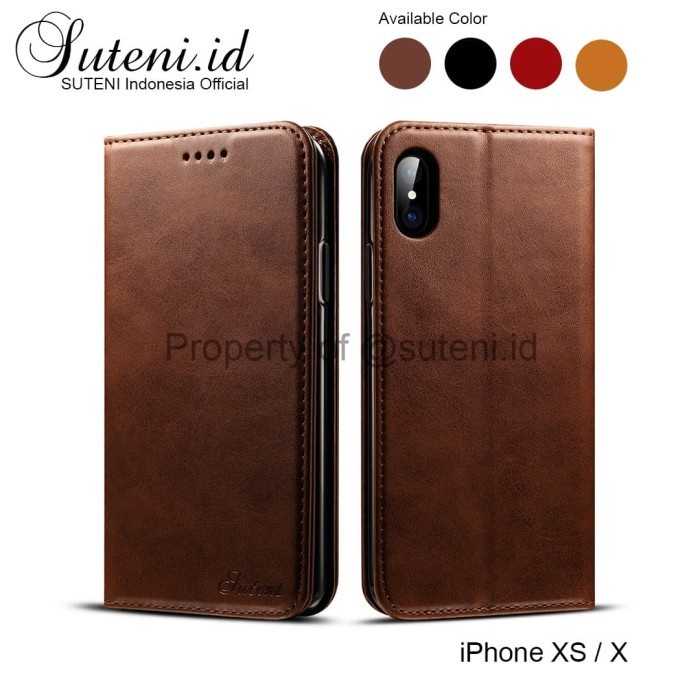 LEATHER FLIP CASE COVER CASING KULIT IPHONE X 10 FLIPCASE FLIPCOVER