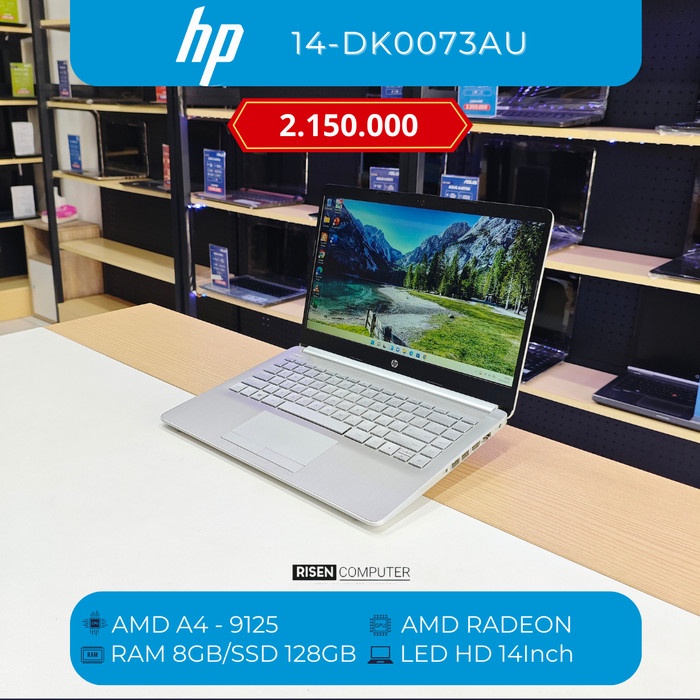 Laptop HP 14S-DK0073AU AMD A4 RAM 8GB SSD 128GB HD 14inch Notebook Second Seken Bekas Murah Bagus