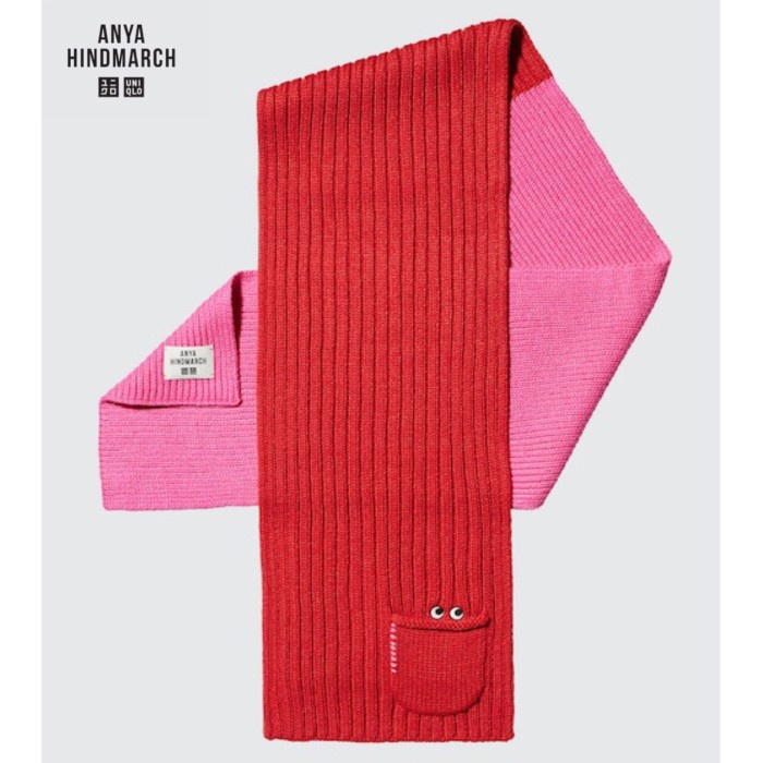 Terlaris UNIQLO Anya Hindmarch Heattech Knitted Stole Syal Rajut Winter Pria Wanita Red SALE
