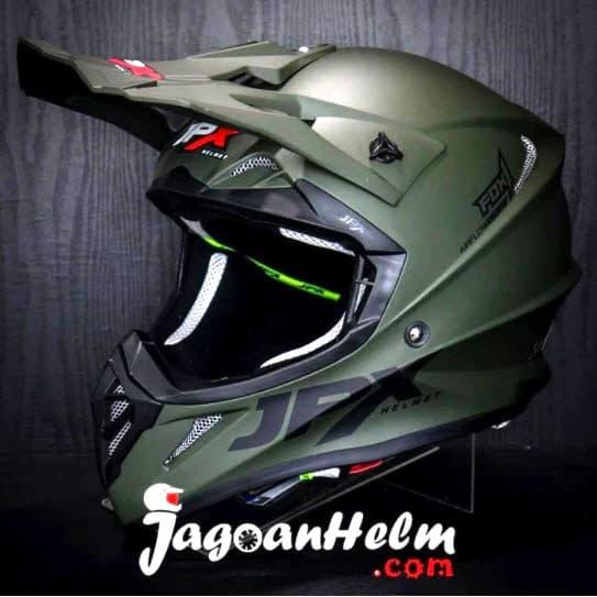 Jpx Helm Cross Fox 1 Solid Green Doff Fox1 Motocross