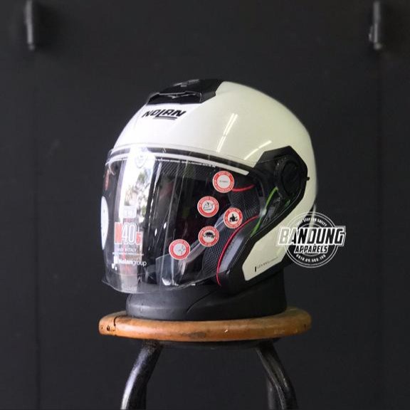 Helm Half Face Nolan N405 Nolan Italy N Com N40-5 Metal White Glossy