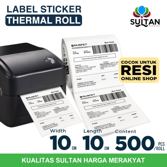 

Label Sticker THERMAL ROLL Resi Online 10x10cm 500pcs Rusfet