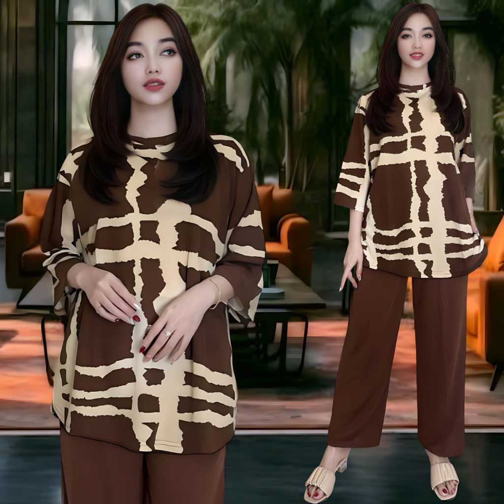 Setelan Wanita Setelana Sepasang Pakaian Remaja Perempuan Wanset Outfit Cewe Bju Bumil Busui Terbaru