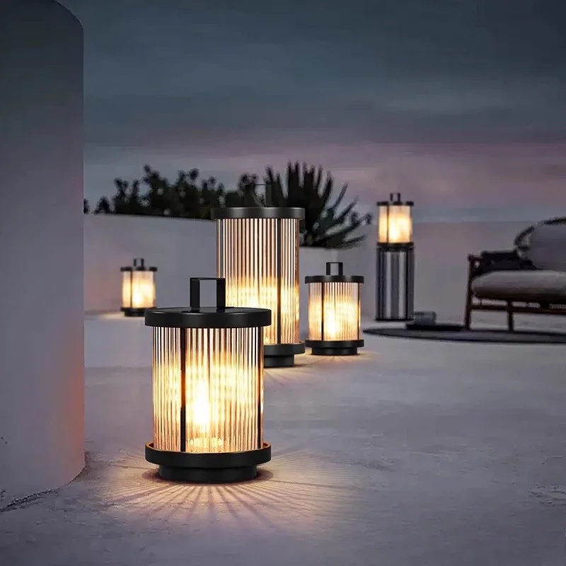 Outdoor Waterproof Solar Garden Lamp Glass Lantern Garden Floor Lamp Street Lamp Villa Courtyard Law