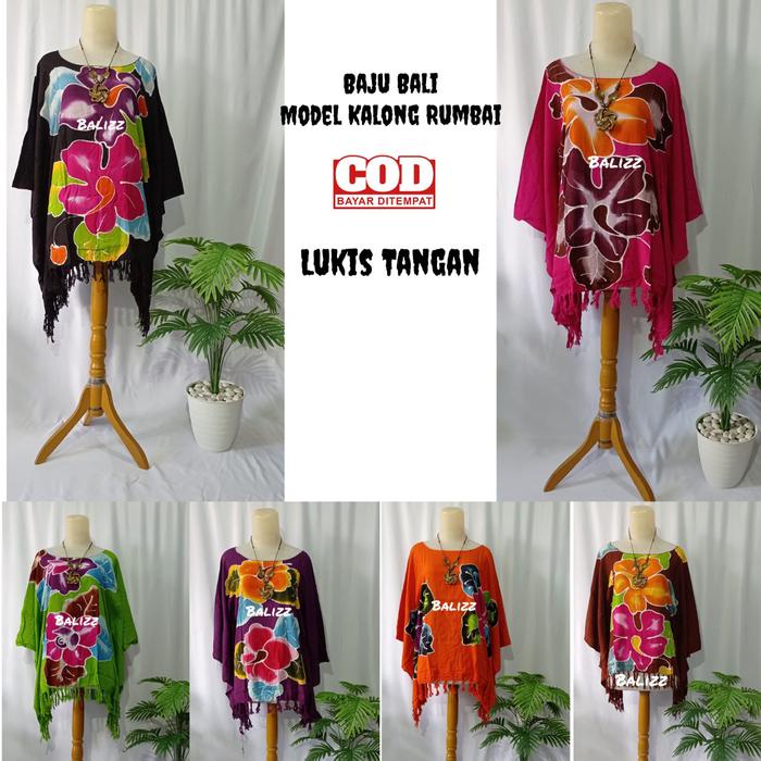 BAJU BALI WANITA/BAJU PANTAI MODEL KALONG/BAJU BALI LUKIS PAKAI RUMBAI/BAJU KALONG/ATASAN KALPNG