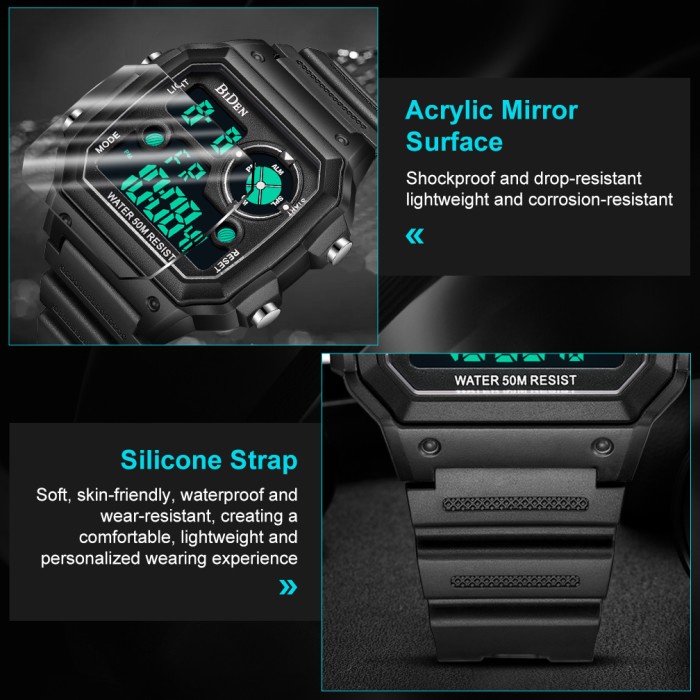 BARU.. BIDEN JAM TANGAN DIGITAL PRIA SQUARE MILITER OLAHRAGA KASUAL PRIA