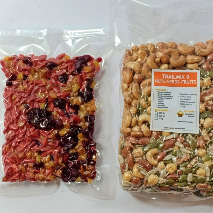 

(TopSeller) TRAILMIX 9 SUPERFOOD 500Gr: METE ALMOND HAZELNUT WALNUT SUNFLOWER