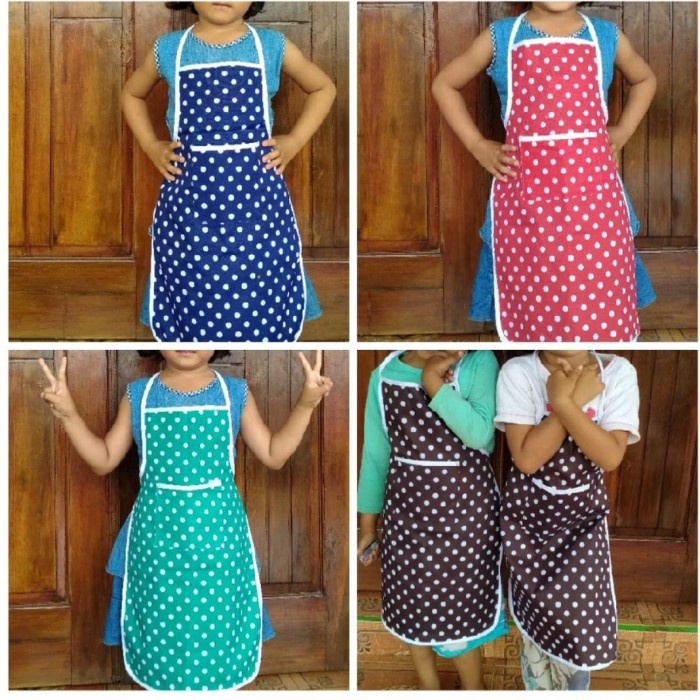 Celemek anak TK,SD apron anak Polkadot perempuan laki-laki/celmek anak perempuan laki-laki