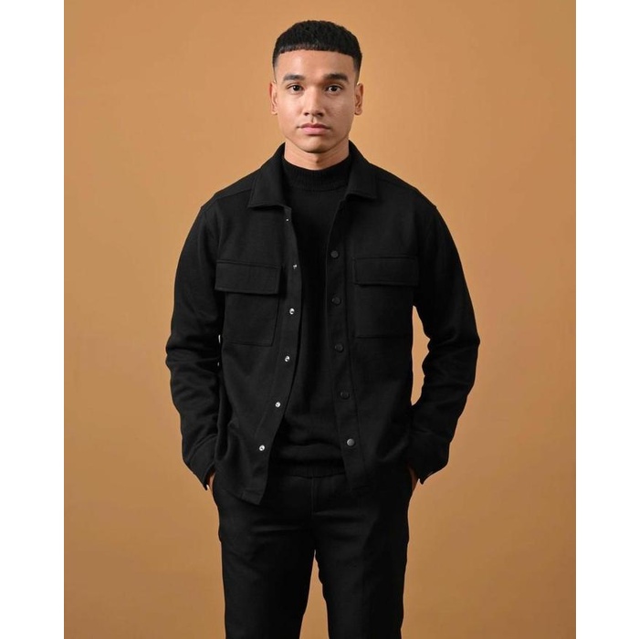 TERLENGKAP Outer Jaket Shacket Celciusmen Kancing Tebal Casual Unisex Kain Panjang Pria Hitam Blazer