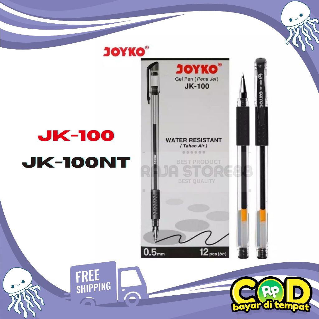 

(12pc) Gel Pen Pulpen Pena Joyko JK-100 /JK-100NT Black 0.5 mm/pen Joyko