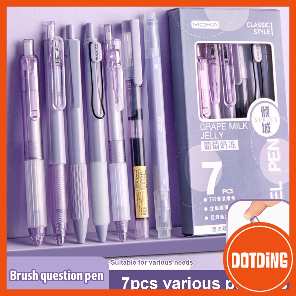 

[COD] 7 Pcs Set Pena Tekan Baru Ujung Pena Gel Cepat Kering Pena Latihan Siswa Tes Khusus Pena Cair