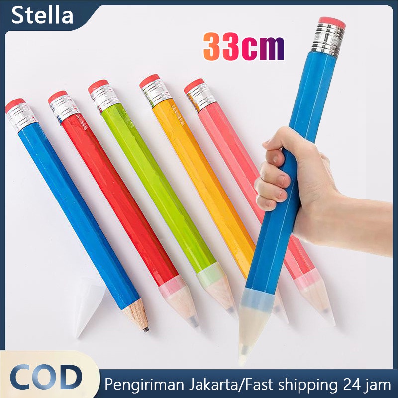 

Pensil Jumbo Besar 33 CM Pensil Jumbo Hiasan Pensil kayu besar Pensil mainan Pensil tebal berwarna