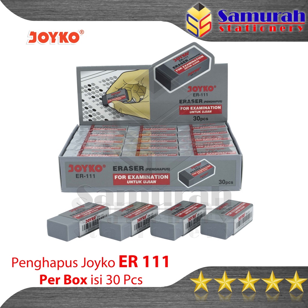 

Penghapus Pensil Joyko ER 111 Abu Untuk Ujian 1 Box isi 30 pcs / Stip Eraser ER111 For Exam /