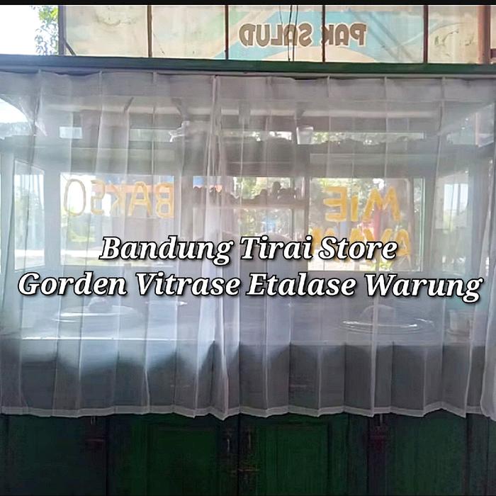 murah- Gorden Etalase Warung Nasi Padang Hordeng Vitrase Putih Lebar 2 meter Tinggi 1 meter Kain