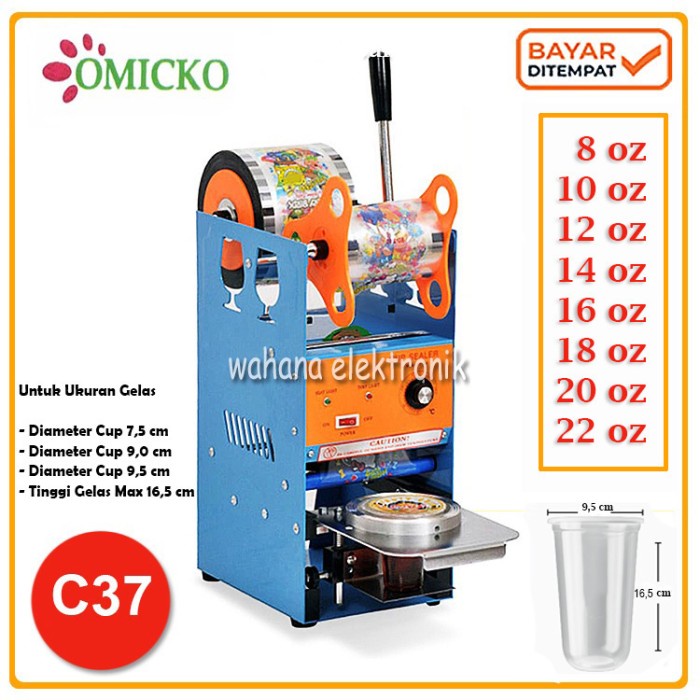 MacamKita- Mesin Cup Sealer C37 Press Gelas Plastik Sealing Machine Ukuran 22 OZ
