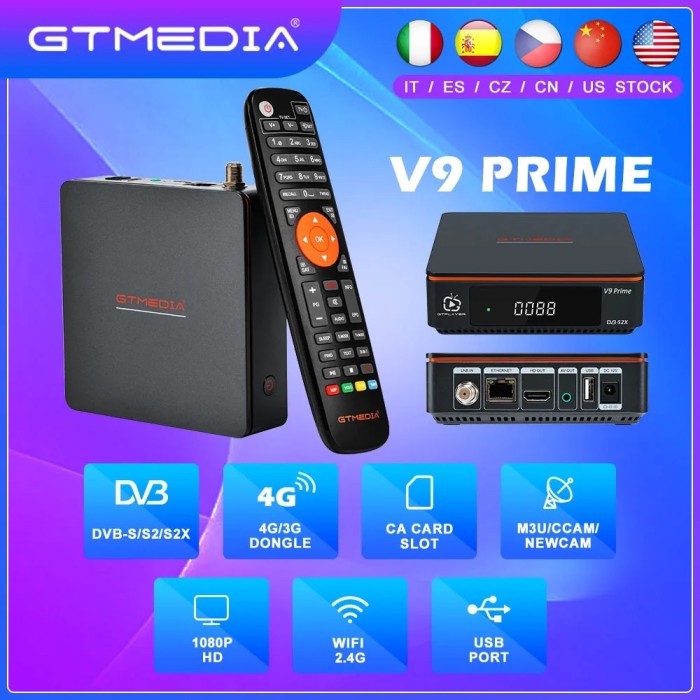 GTMEDIA V9 Prime Satellite TV Receiver DVB S S2 S2X 1080P HD CA Card