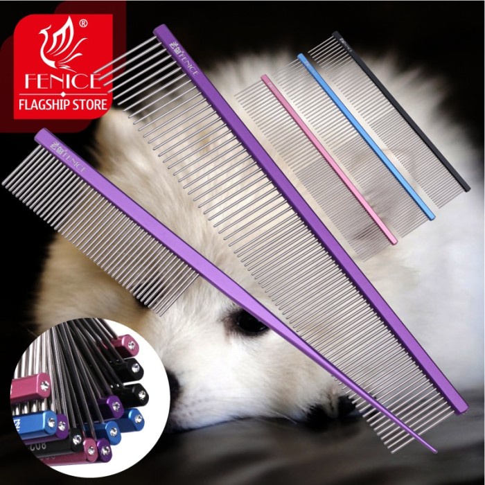 Fenice Metal Comb for Dogs Stainless Steel Pet Dog Cat Pin Comb Hair