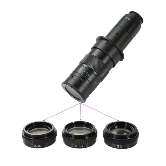 Industrial Video Microscope C-mount Lens 120X 180X 300X Magnifier