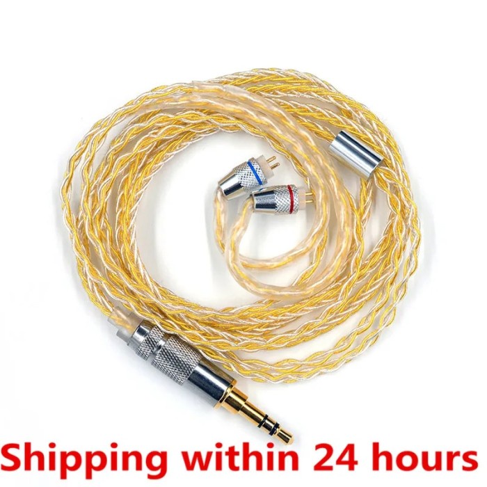 KZ Earphones Gold Silver Mixed plated Upgrade cable Headphone wire
