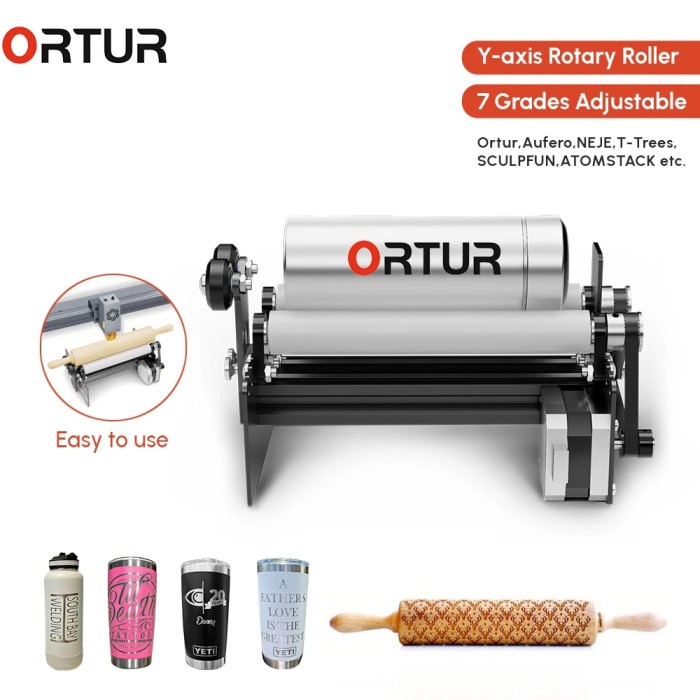 Ortur Laser Rotary Roller 360° Cutter Engraver Y-axis Rotary Module