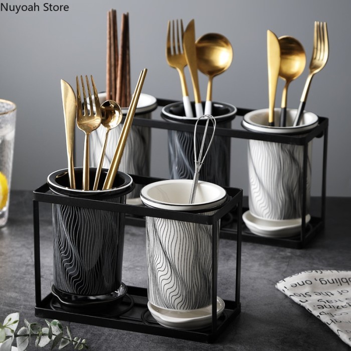 Nordic Creative Ceramic Chopstick Tube Cage Stand Chopsticks Drain