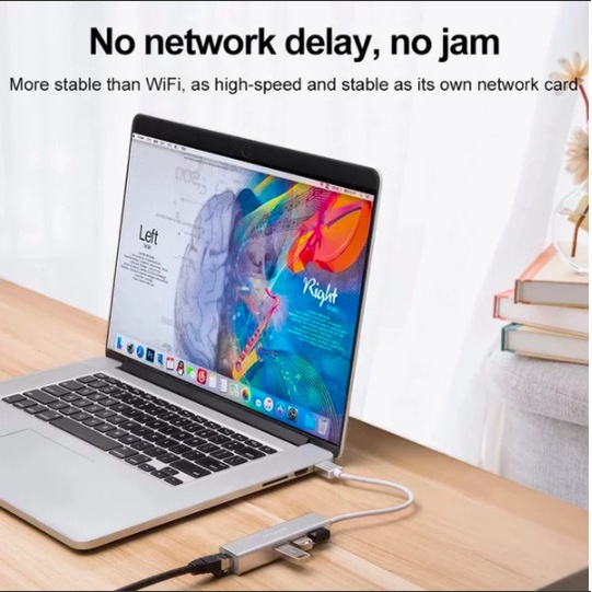 KONEKTOR LAN UNTUK MACBOOK PRO AIR HIGH SPEED PLUS 3 PORT USB HUB