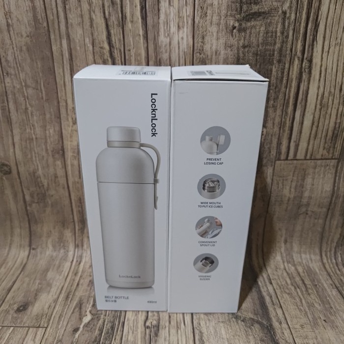 ada- lock n lock belt bottle tumbler - termos stainless ivory 490ml