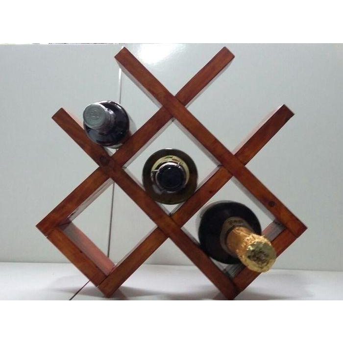 RAK WINE KAYU, RAK WINE MEJA, RAK MINUMAN DENGAN KAPASITAS 6 BOTOL