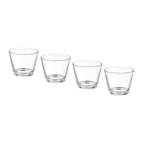 Tempat Tatakan Lilin Kecil Set isi 4 pcs Gelas Kaca Bening Tinggi 6 cm