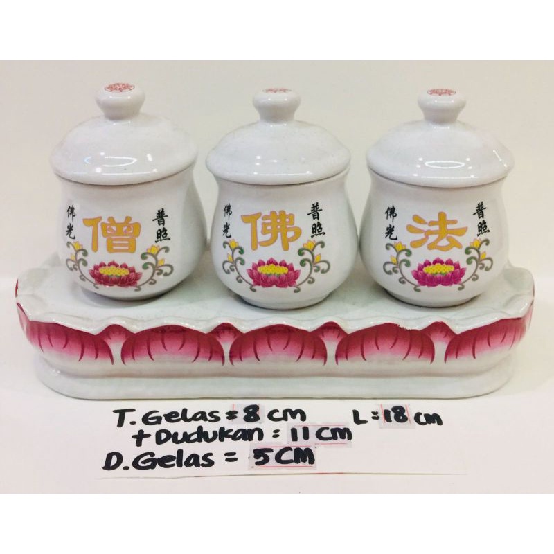 GELAS SEMBAHYANG SET 3 / GELAS SEMBAHYANG KERAMIK / CANGKIR SEMBAHYANG KERAMIK