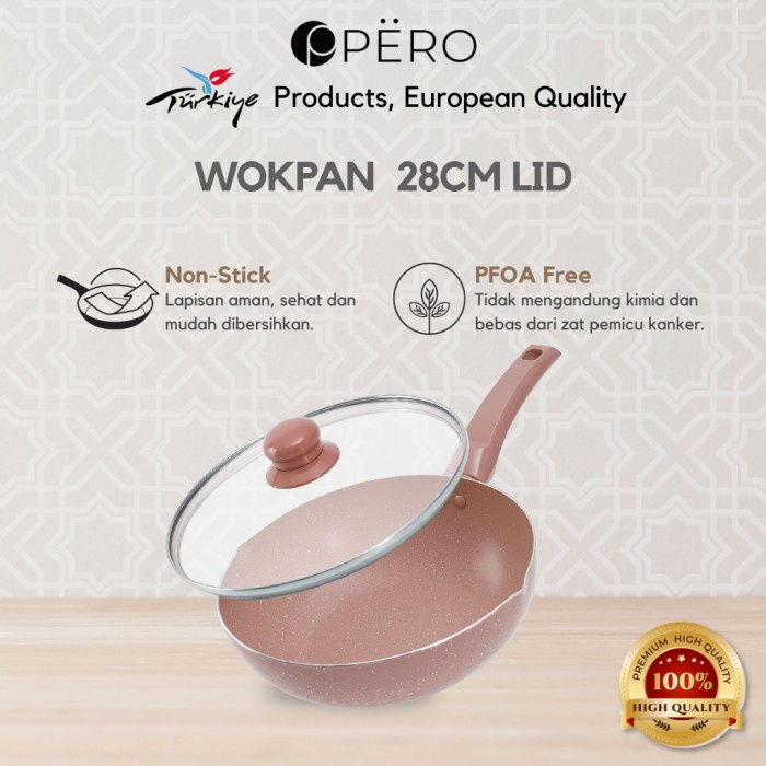 LengkapMurahCepat- Pero Wajan Wok Pan 28cm with Glass Lid